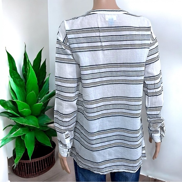 Old Navy Stripe Button Down V Neck Shirt Tunic Top - Picture 9 of 16